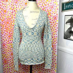 MICHAEL MICHAEL KORS ocean colors Loose Knit Lightweight Sweater Size M V-neck